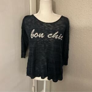 Sweet-n-Sinful  Bon Chic Blue/White Sweater L Casual Cozy Comfy Boho Preppy